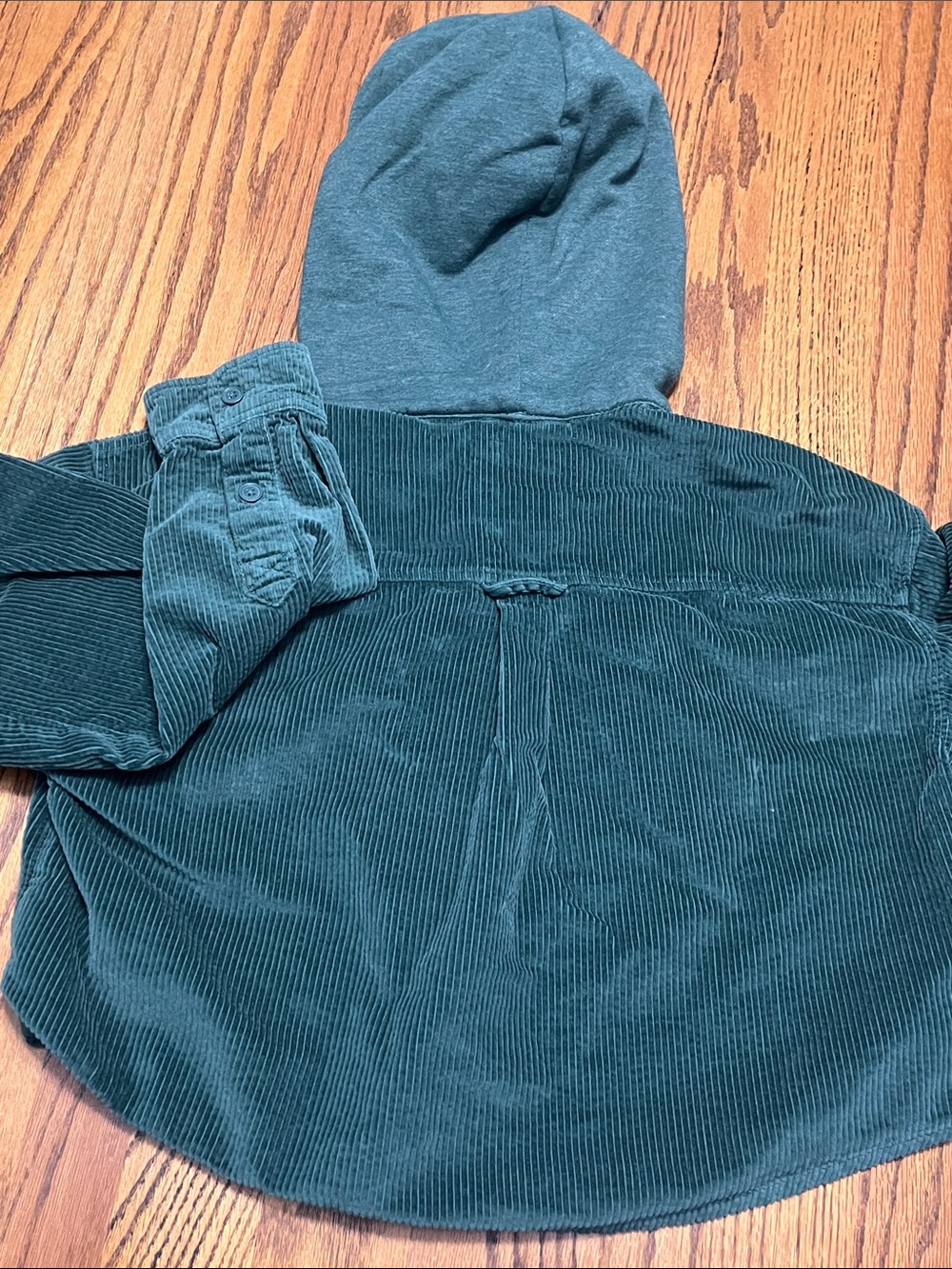 American Eagle Outfitters Dark Teal Corduroy Cropped Hooded Jacket - Picture 3 of 3